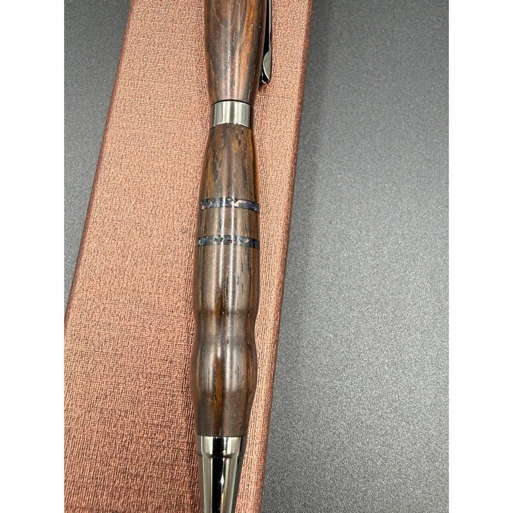 Slimline Pen, Individual Design. Hand-made Twist Pen Cocobolo Wood W/Opal Inlay